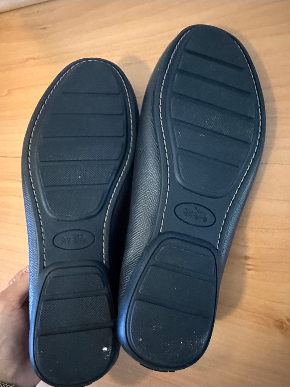 Coach Black Women's Leather Loafers with Silver Hardware - Picture 2 of 4